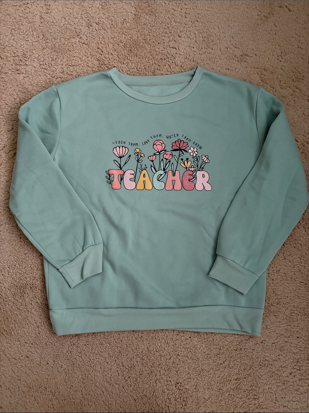 NWT SHEIN Mint Green Teacher Sweatshirt- Size M